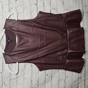 Express Chocolate brown Pleather Peplum Sleeveless Top Size Large NWT